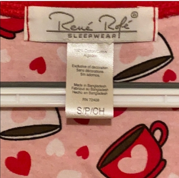 I Love You A Latte Nightshirt NWT Rene Rafe SM 100% Cotton Gown - Picture 4 of 7